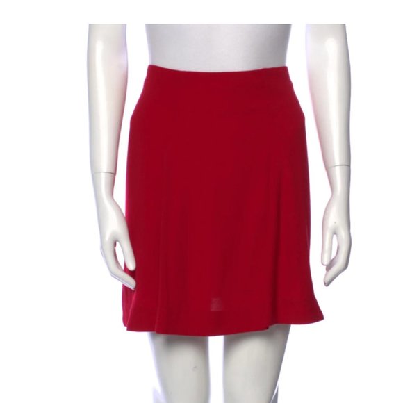 Red Linen Mini Skirt - Picture 1 of 7